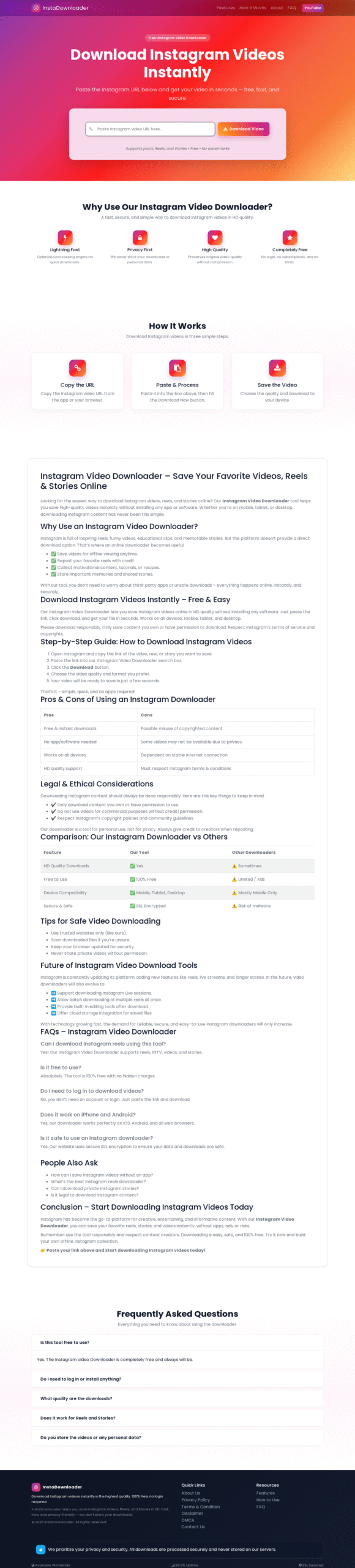AdSense Friendly Ready-Made Instagram Video, Reel & Story Downloader Website Script ( With Resale Rights )