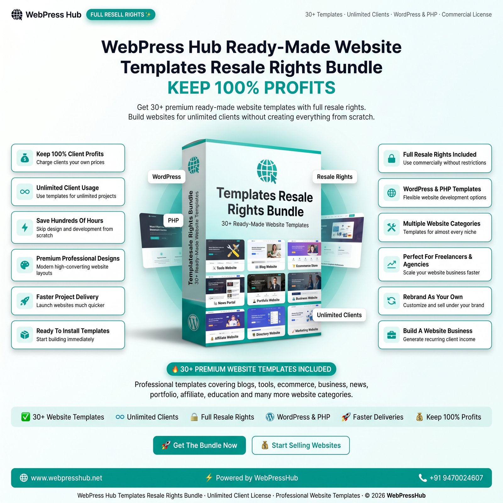 WebPress Hub Ready-Made Website Templates Resale Rights Bundle