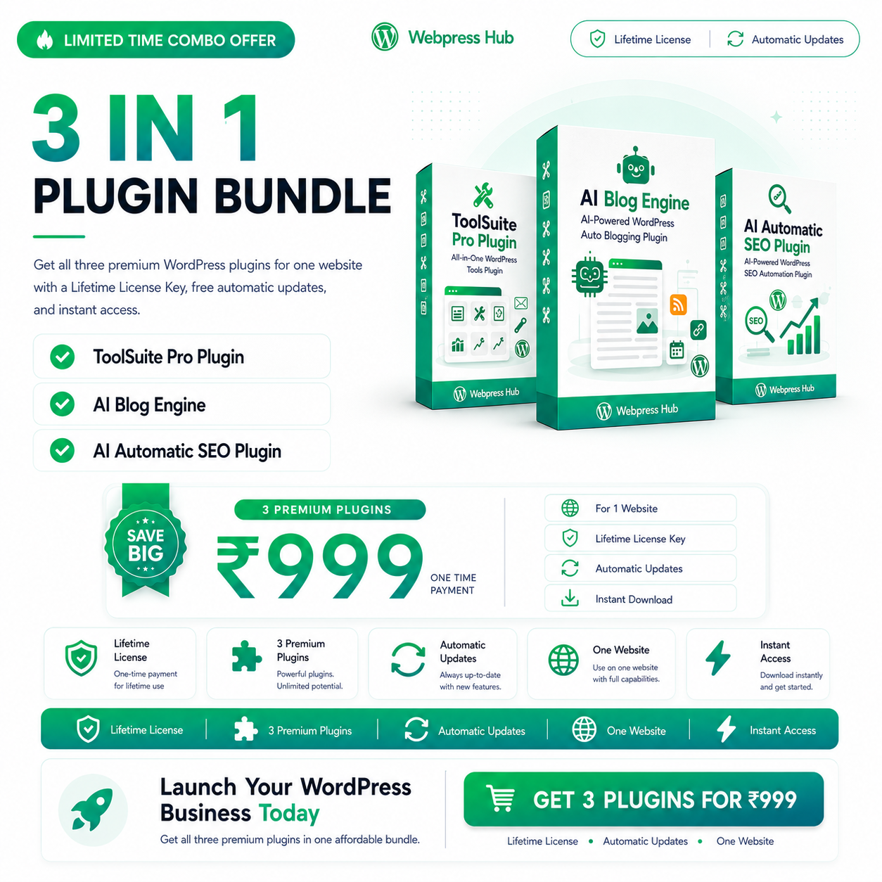 3-in-1 Plugin Bundle – ToolSuite Pro + AI Blog Engine + AI Automatic SEO